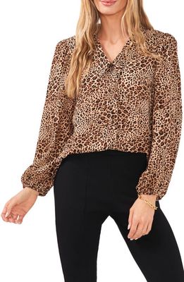 Chaus Leopard Print Button-Up Blouse in Leopard Brown