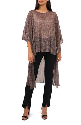 Chaus Metallic Dolman Sleeve High-Low Tunic Top in Rich Black 