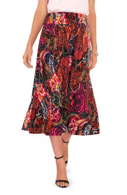 Chaus Midi Skirt in Black/Pink/Red