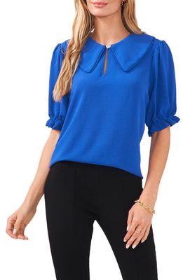 Chaus Oversize Collar Puff Sleeve Blouse in Deep Royal Blue
