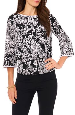 Chaus Paisley Print Blouse in Black/White Multi 