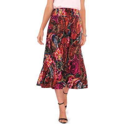 Chaus Paisley Print Skirt in Red Stp Lace 