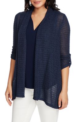 Chaus Rolled Sleeve Loose Knit Cardigan in Evening Navy