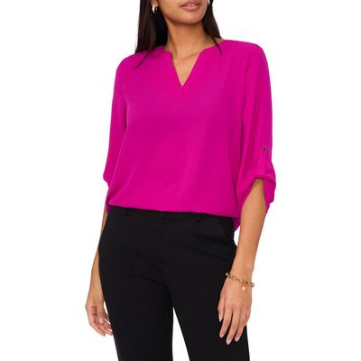 Chaus Split Neck Blouse in Pink Allure 