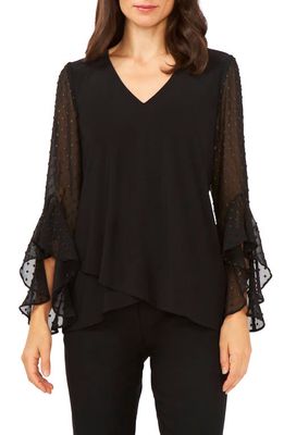 Chaus Tulip Bell Sleeve Top in Black/Gold