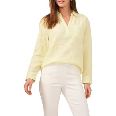 Chaus V-Neck Collared Blouse in Citrus Yellow 