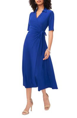 Chaus Wrap Midi Dress in Goddess Blue