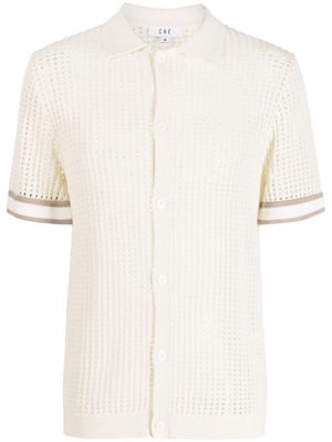 CHÉ open-knit striped polo shirt - White