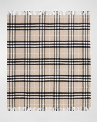 Check Cashmere-Wool Baby Blanket