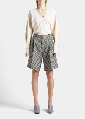 Check Flared Bermuda Wool Shorts