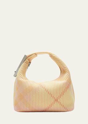 Check Knitted Top-Handle Bag