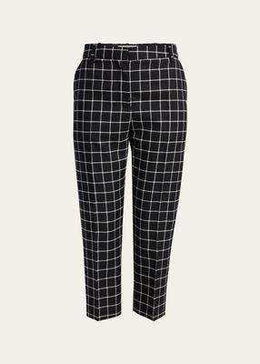 Checkered Cropped Wool Trousers