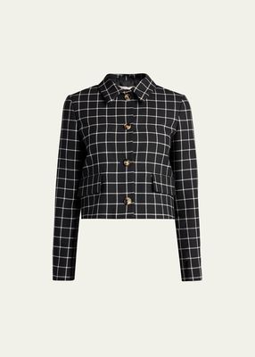 Checkered Wool Short Jacket