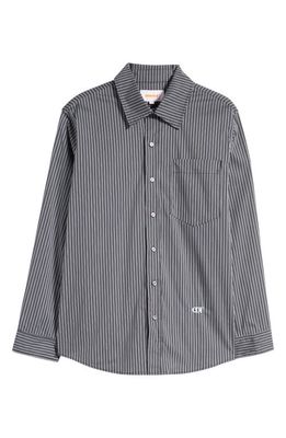 CHECKS Big Pinstripe Button-Up Shirt in Black/White