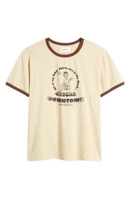 CHECKS Downtown Ringer Graphic T-Shirt in Cream/Chocolate
