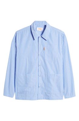 CHECKS Shirting Cotton Chore Coat in Blue Stripe