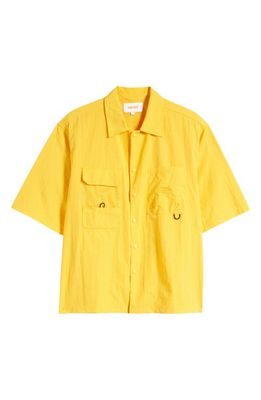 CHECKS Short Sleeve Nylon Snap-Up Fishing Shirt in Marigold