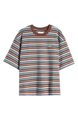 CHECKS Stripe Cotton T-Shirt in Brown/Blue