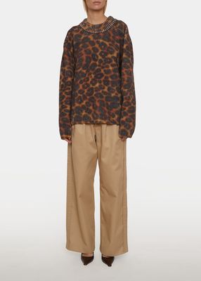 Cheetah-Print Oversized Wool Sweater