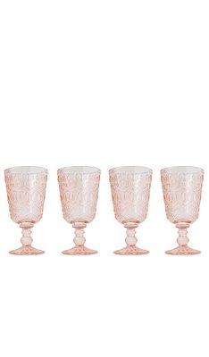 Chefanie Pink Stem Glasses Set Of 4 in Pink.