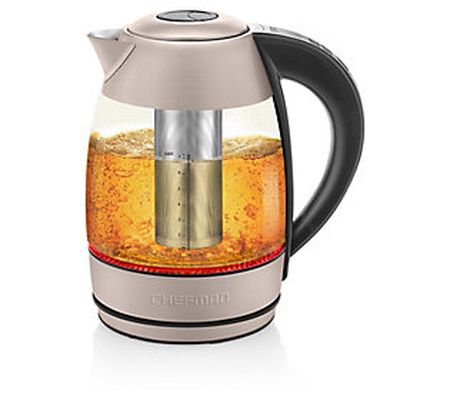 Chefman 1.8L Digital Electric Glass Kettle in R ose