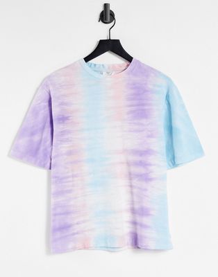 Chelsea Peers cotton tie dye oversize t-shirt with raw edge detail and scrunchie in multi - MULTI
