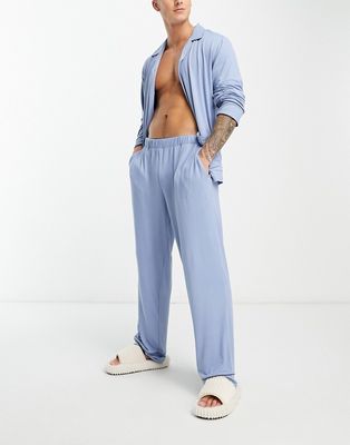 Chelsea Peers long button pajama set in light blue