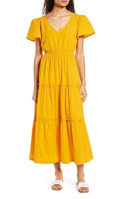 Chelsea28 Dreamy Tiered Midi Dress in Yellow Treasure