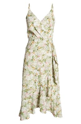 Chelsea28 Faux Wrap Floral Midi Dress in White Nightingale Floral