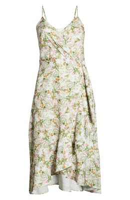 Chelsea28 Floral Faux Wrap Midi Dress in White Nightingale Floral