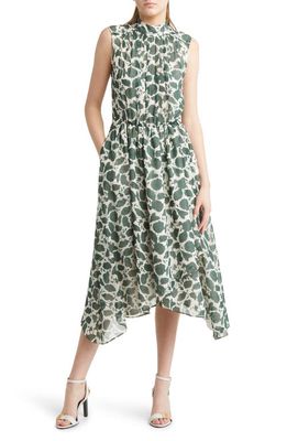 Chelsea28 Floral Sleeveless Chiffon Dress in Ivory- Green Windsor Floral