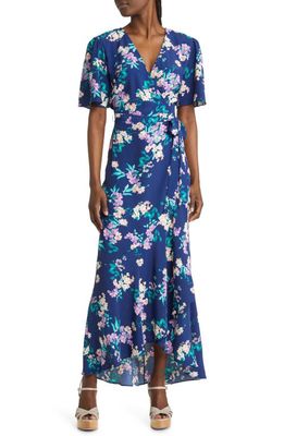 Chelsea28 Print Wrap Dress in Navy Floral