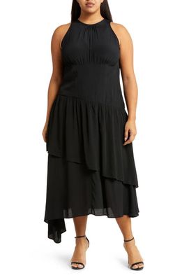 Chelsea28 Sleeveless Tiered Asymmetric Dress in Black