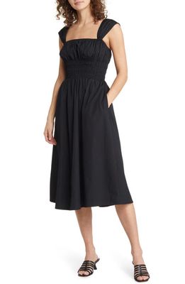 Chelsea28 Smocked Waist Midi Dress in Black