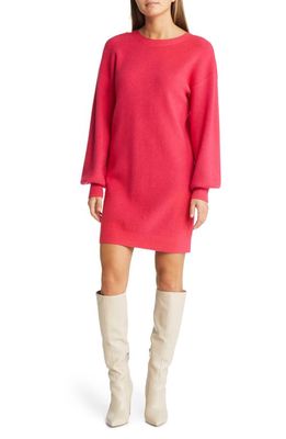 Chelsea28 V-Back Long Sleeve Sweater Dress in Pink Bright