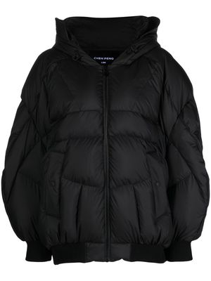 Chen Peng padded-design hooded jacket - Black