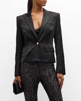 Cherish Single-Breasted Satin Blazer