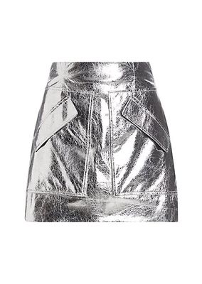 Cherry Metallic Faux-Leather Miniskirt