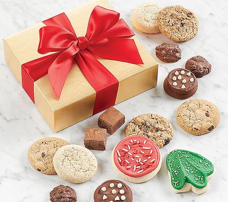 Cheryl's Cookies Gold Holiday Box with 12 Assorted Treats
