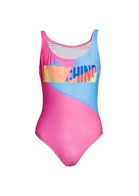 Chest Logo & Scoopback One-Piece Swimsuit