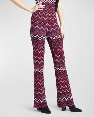Chevron Knit Flare Pull-On Trousers