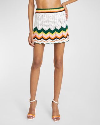 Chevron Lace Knit Mini Skirt