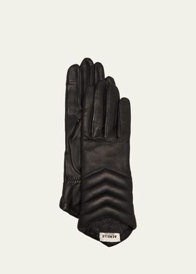 Chevron Quilted Leather Gloves