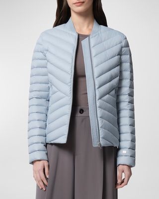 Chevron-Quilted Lightweight Down Jacket