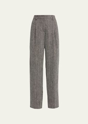 Chevron Straight Leg Linen Pants