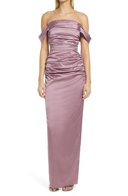 Chi Chi London Off the Shoulder Bridesmaid Dress in Lilac