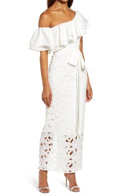Chi Chi London Porsha One-Shoulder Dress in White