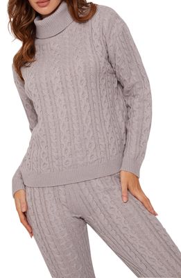 Chi Chi London Turtleneck Cable Stitch Lounge Set in Grey