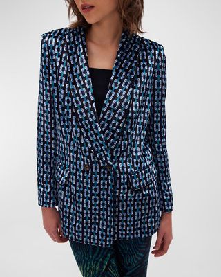 Chiana Shawl-Collar Double-Breasted Jacket