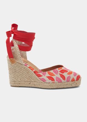 Chiara Ankle-Wrap Printed Wedge Sandals